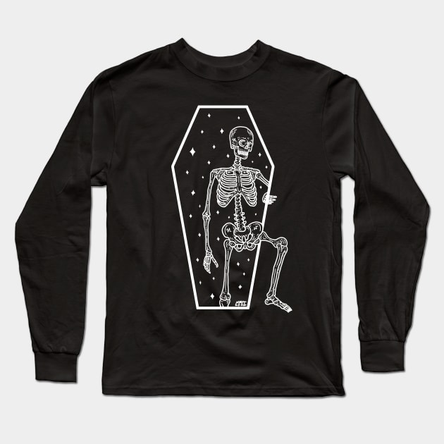 Skeleton Coffin Long Sleeve T-Shirt by CharlieWizzard